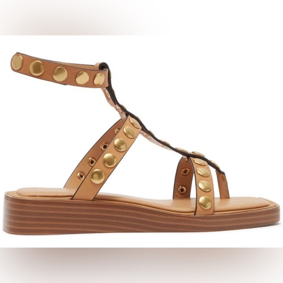 NEW Rebecca Minkoff Aria Studded Leather platform Gladiator Wrap Sandal size 8 - Picture 2 of 7